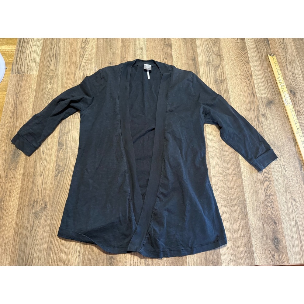 Bobi Cardigan Womens Medium Black Adult 100% Cotton Open Front Slub Knit